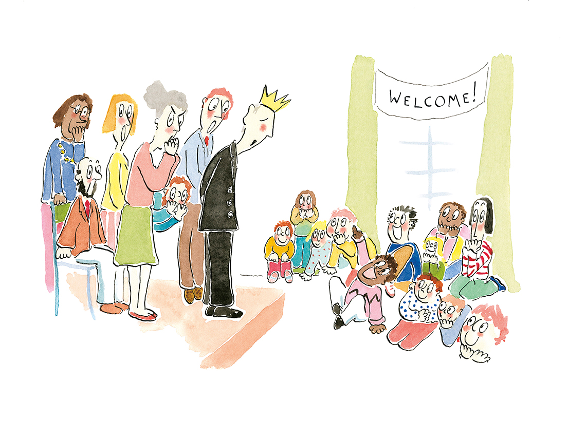The King's school visit to an excited class